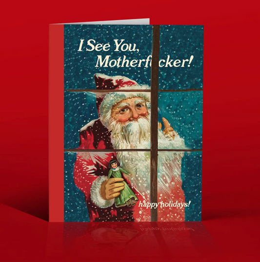 OffensiveDelightful I See You Mofo Santa Holiday Card