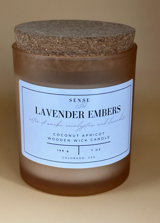 Sense by Cin- Jarred Wooden Wick Candles- Lavender Embers