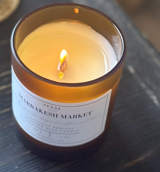 Sense by Cin- Jarred Wooden Wick Candles- Marrakesh Market