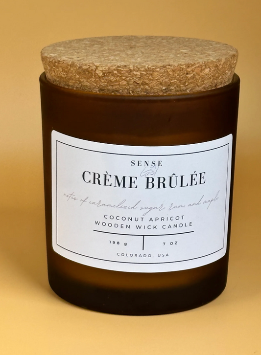Sense by Cin- Jarred Wooden Wick Candles- Crème Brûlée