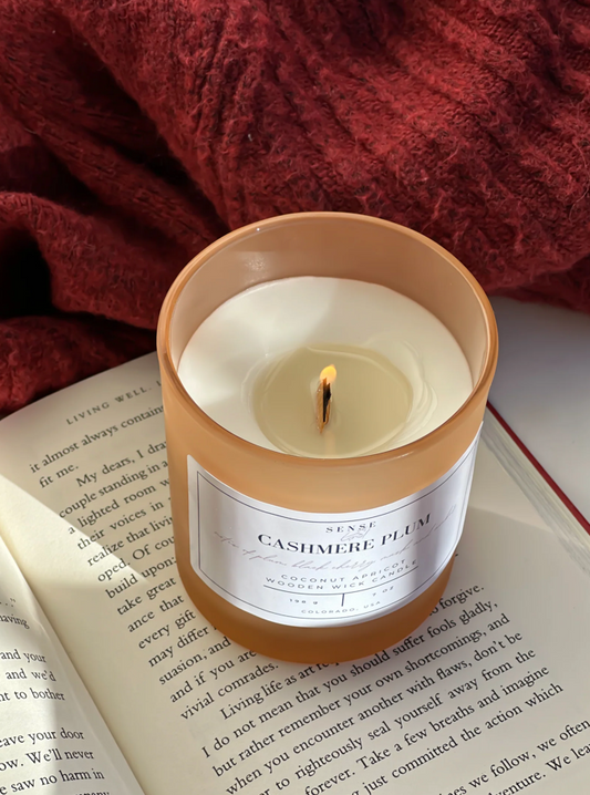 Sense by Cin- Jarred Wooden Wick Candles- Cashmere Plum