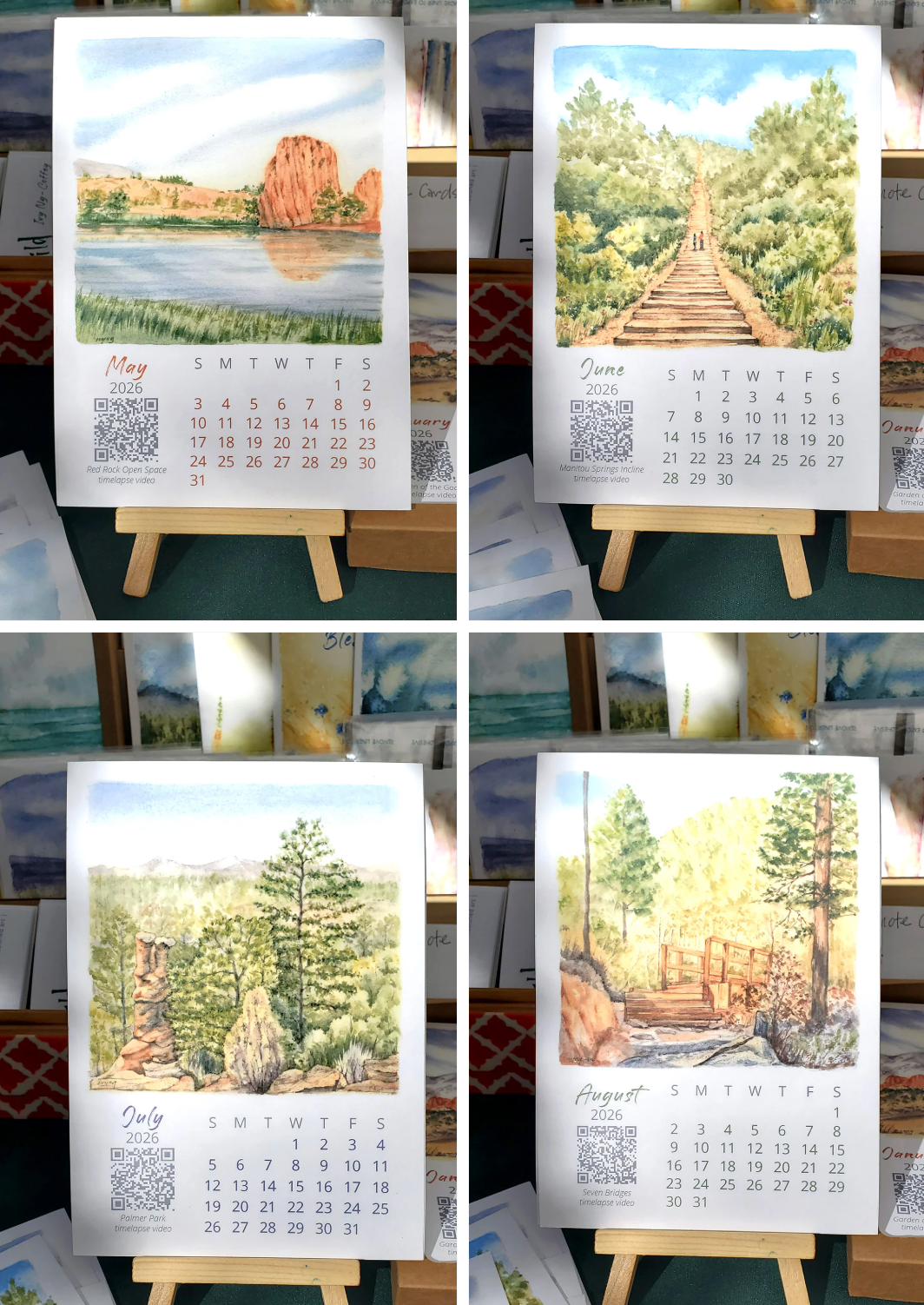 Ivywild Studio- 2026 Colorado Springs Landscape Watercolor Desktop Calendar