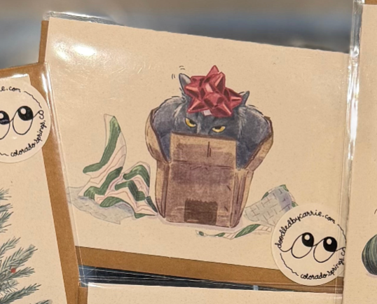 Doodled By Carrie- Cat in Box Card