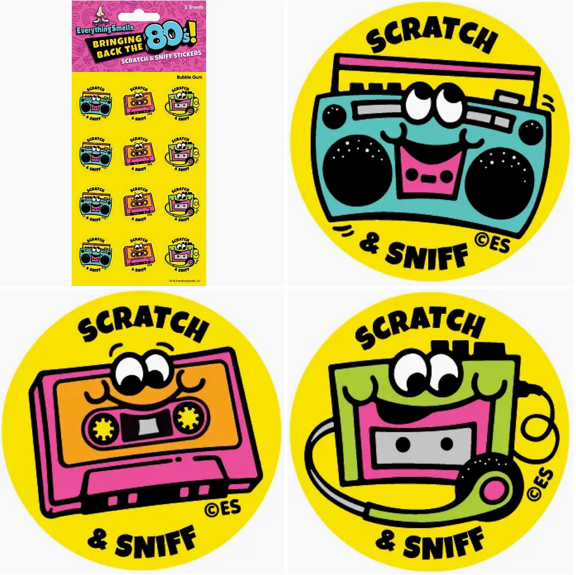 Everything Smells- Scratch & Sniff Sticker Sheets- Bubblegum Boombox