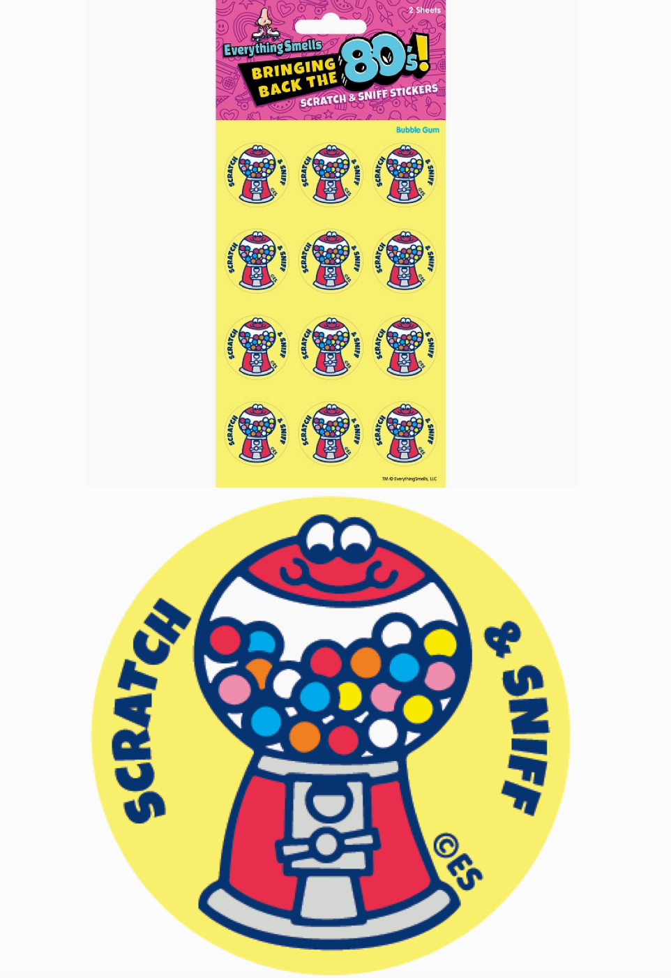 Everything Smells- Scratch & Sniff Sticker Sheets- Bubblegum Machine