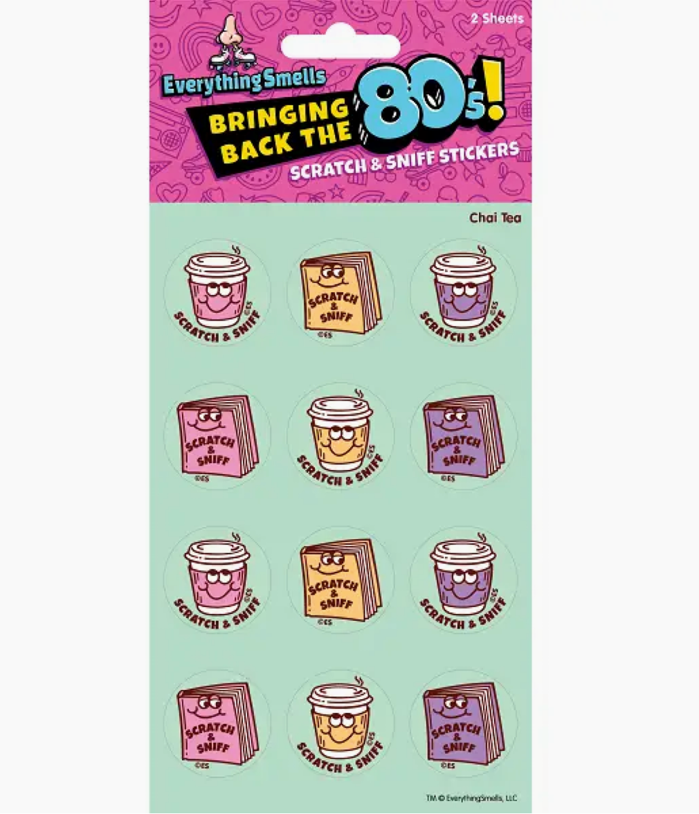 Everything Smells- Scratch & Sniff Sticker Sheets- Chai Tea & Books