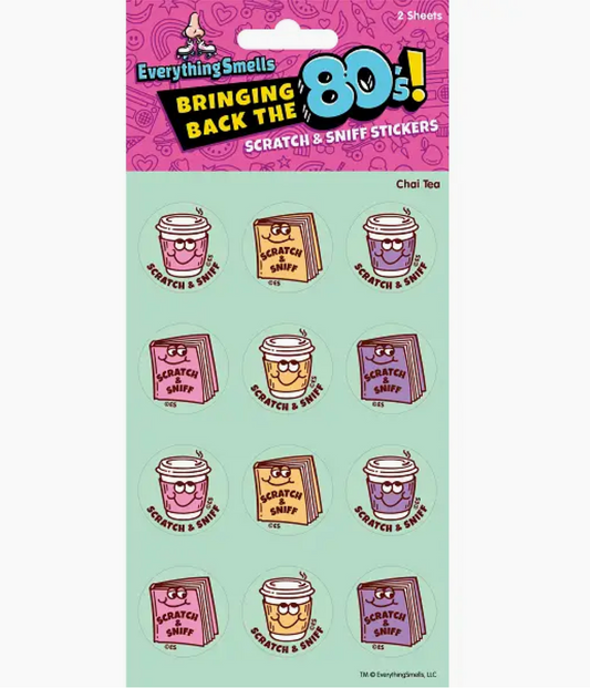 Everything Smells- Scratch & Sniff Sticker Sheets- Chai Tea & Books