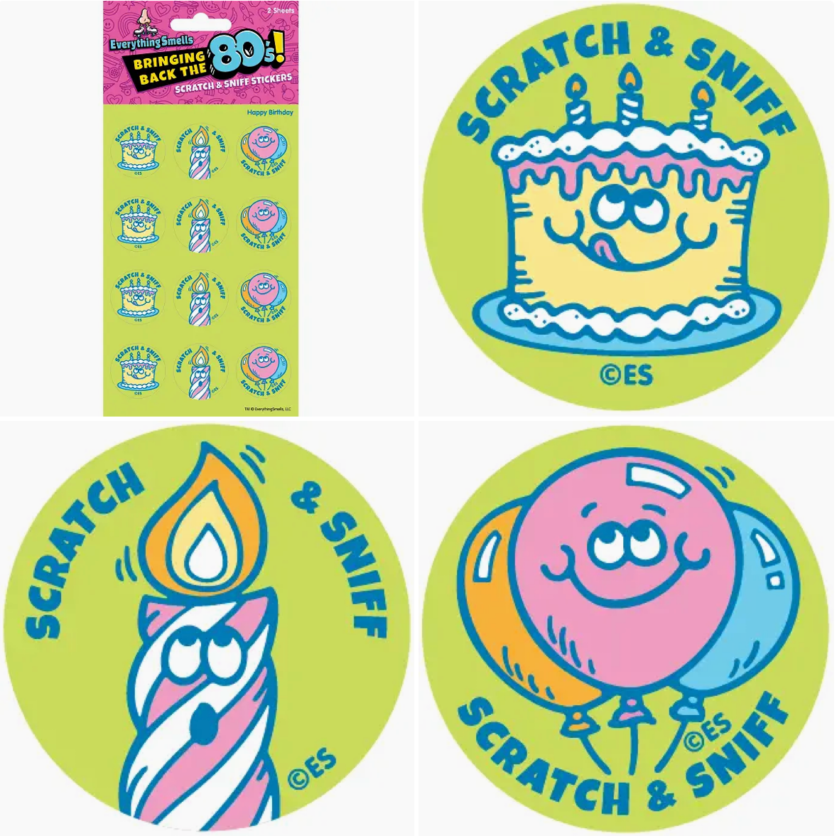 Everything Smells- Scratch & Sniff Sticker Sheets- Happy Birthday