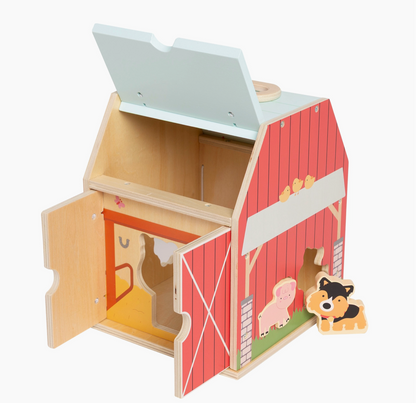 Pearhead- Wooden Barn Farm Animal Shape Sorter