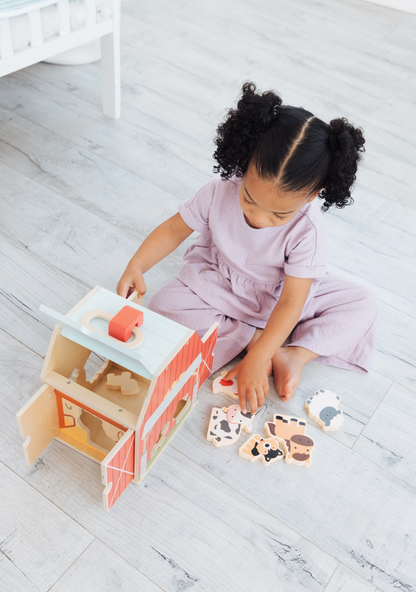 Pearhead- Wooden Barn Farm Animal Shape Sorter