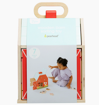 Pearhead- Wooden Barn Farm Animal Shape Sorter