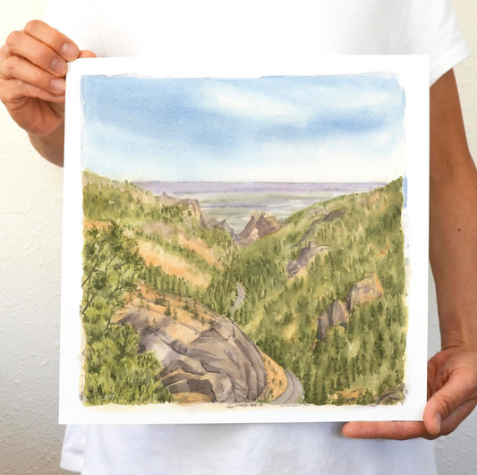 Ivywild Studio- 8"x8" Watercolor Print- North Cheyenne Canyon II