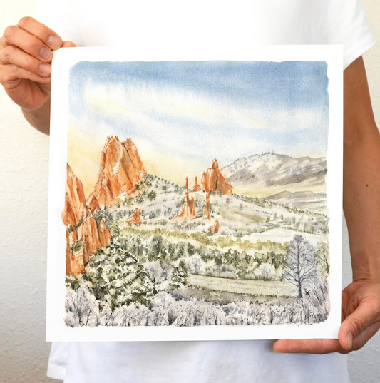 Ivywild Studio- 8"x8" Watercolor Print- Garden of the Gods: Central Garden