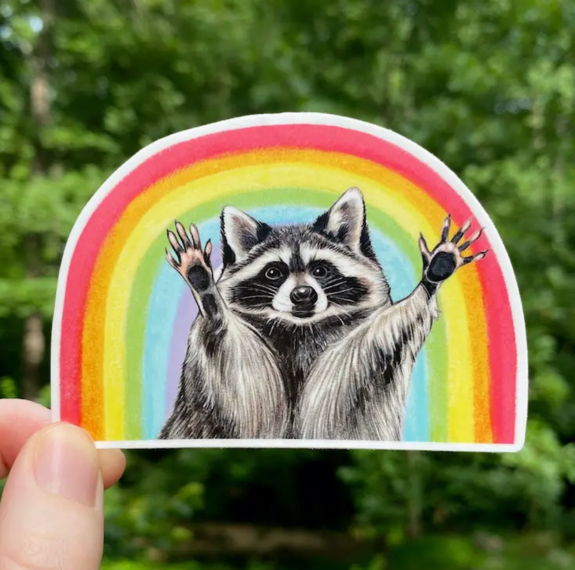 Allison Stoiser Art- Rainbow Raccoon Sticker