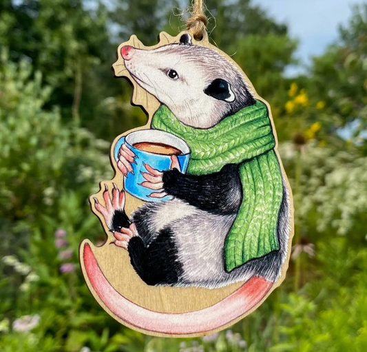 Allison Stoiser Art- Cozy Opossum with Mug Ornament