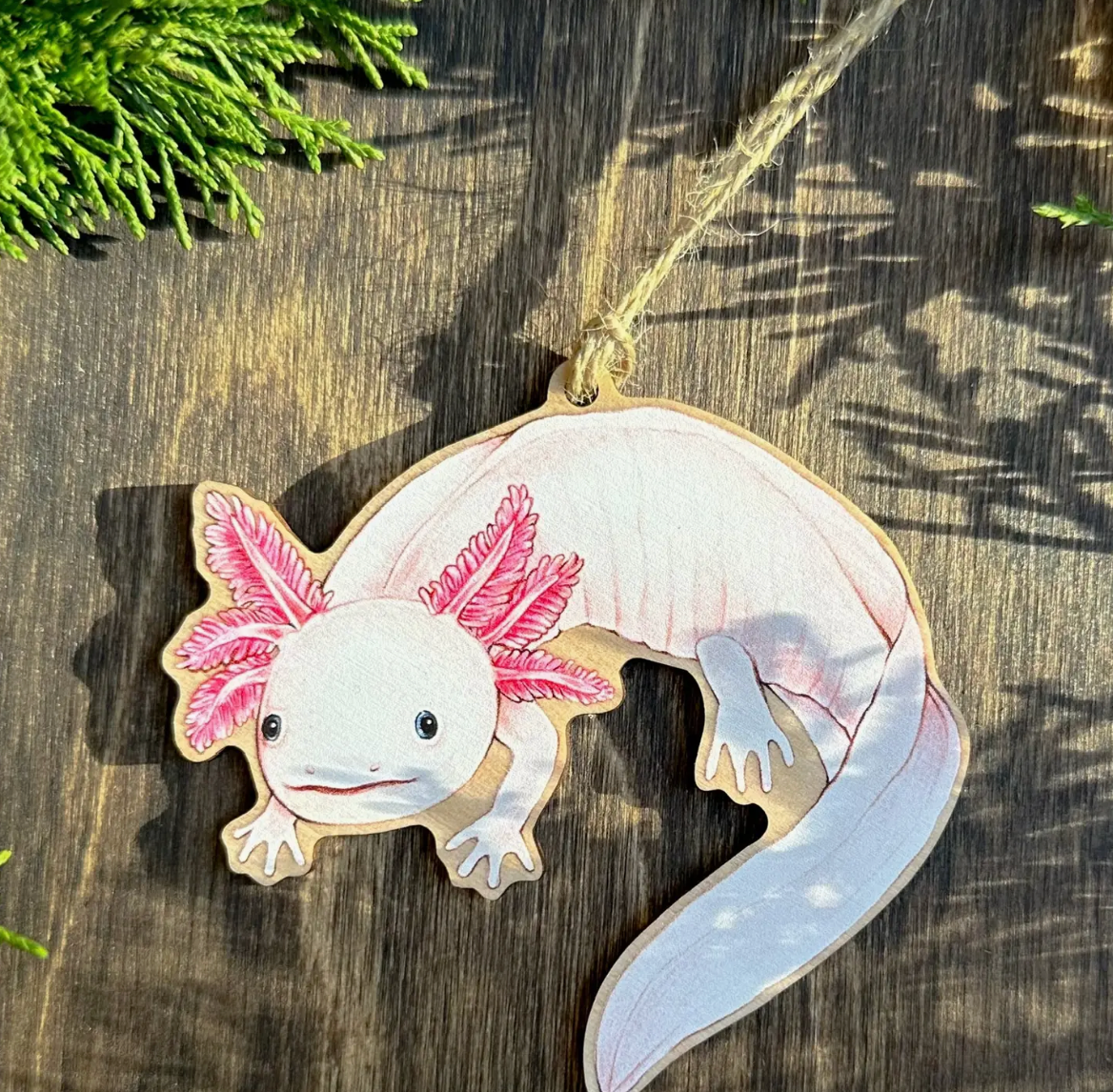 Allison Stoiser Art- Axolotl Wood Ornament