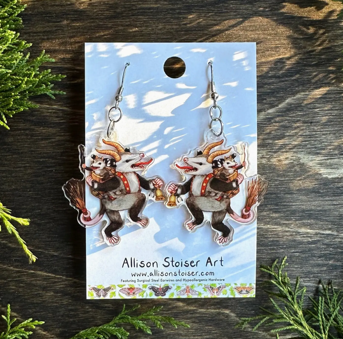 Allison Stoiser Art- Krampus Opossum Earrings