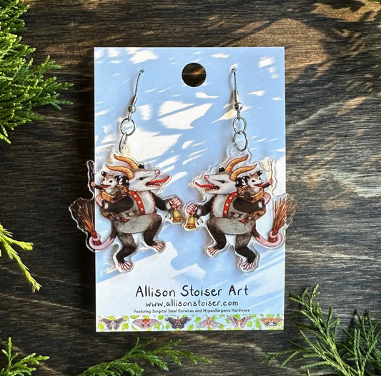 Allison Stoiser Art- Krampus Opossum Earrings