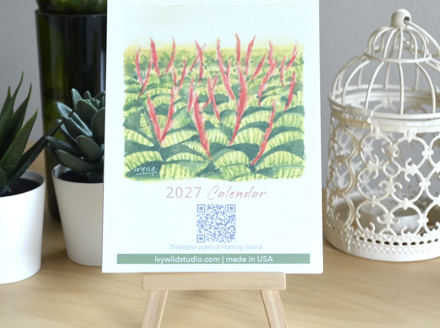 Ivywild Studio- 2027 Abstract Landscape Watercolor Desktop Calendar