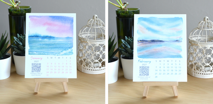 Ivywild Studio- 2027 Abstract Landscape Watercolor Desktop Calendar