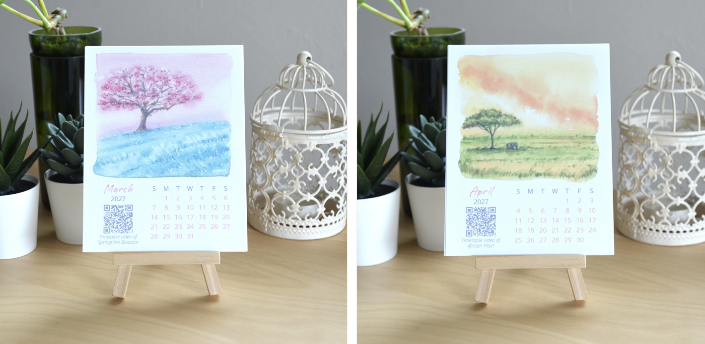 Ivywild Studio- 2027 Abstract Landscape Watercolor Desktop Calendar