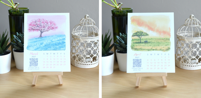 Ivywild Studio- 2027 Abstract Landscape Watercolor Desktop Calendar