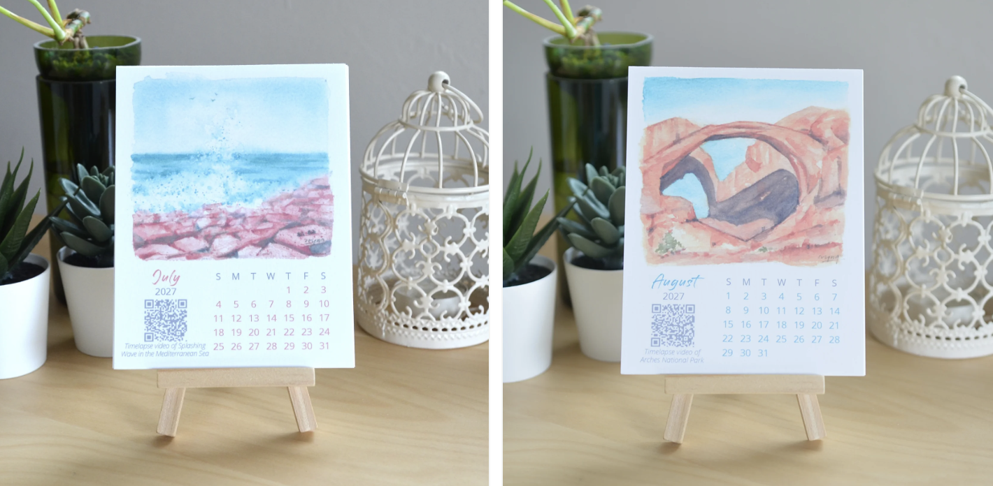 Ivywild Studio- 2027 Abstract Landscape Watercolor Desktop Calendar