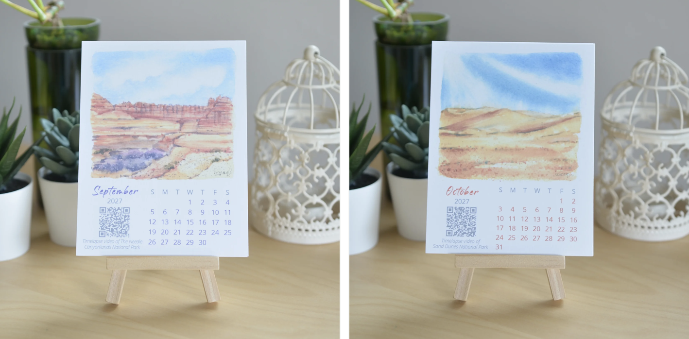 Ivywild Studio- 2027 Abstract Landscape Watercolor Desktop Calendar