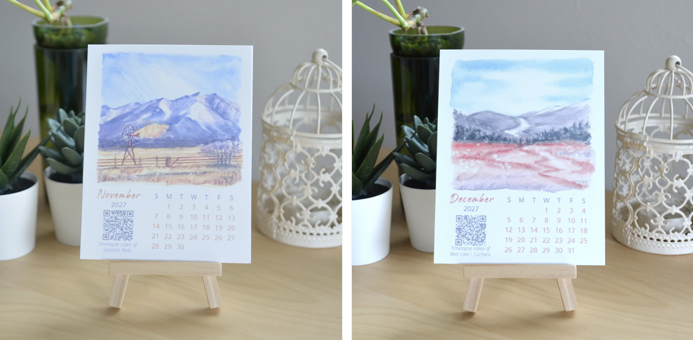 Ivywild Studio- 2027 Abstract Landscape Watercolor Desktop Calendar