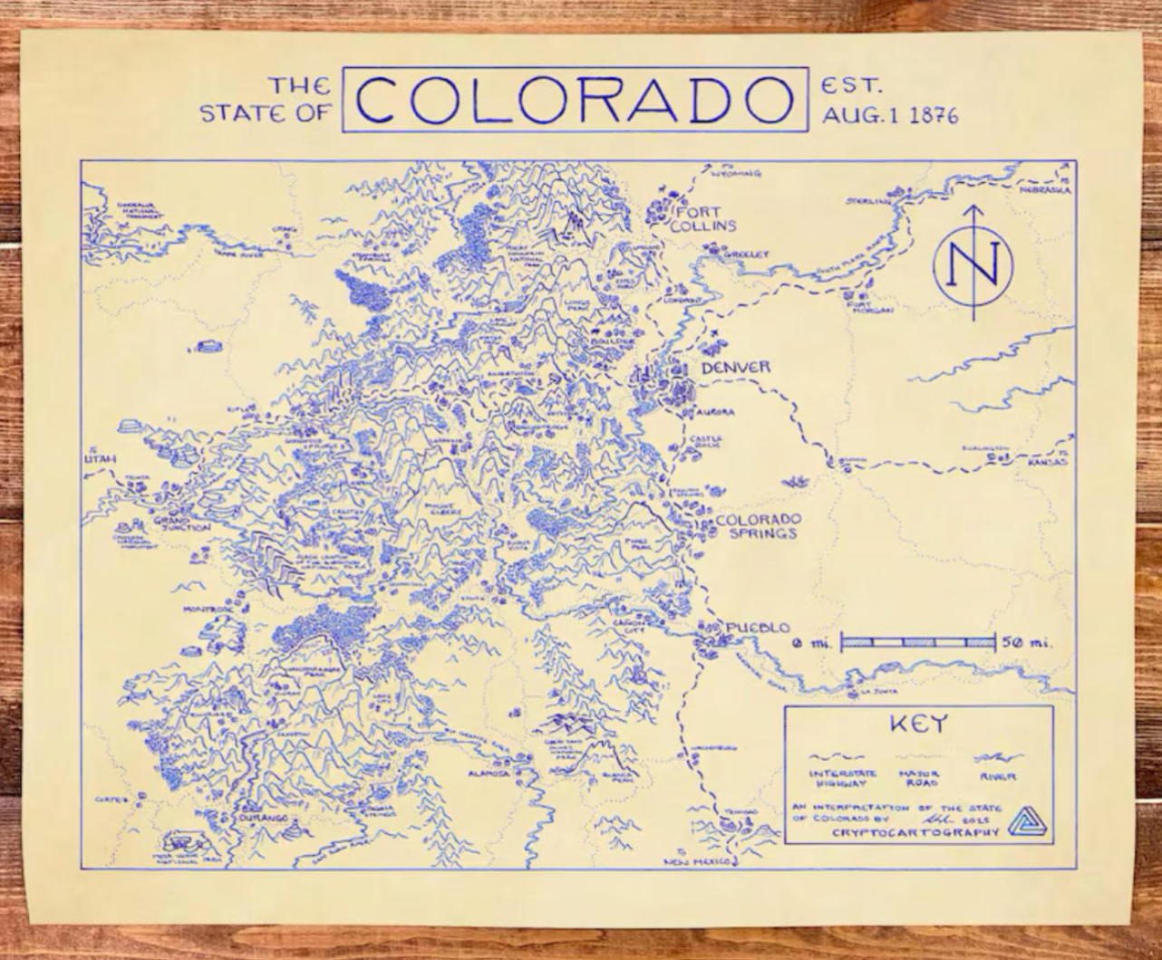 Cryptocartography- Colorado Cryptocartography Postcards