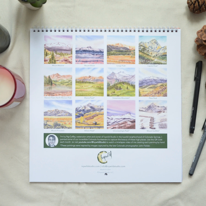 Ivywild Studio- 2026 14ers Wall Calendar