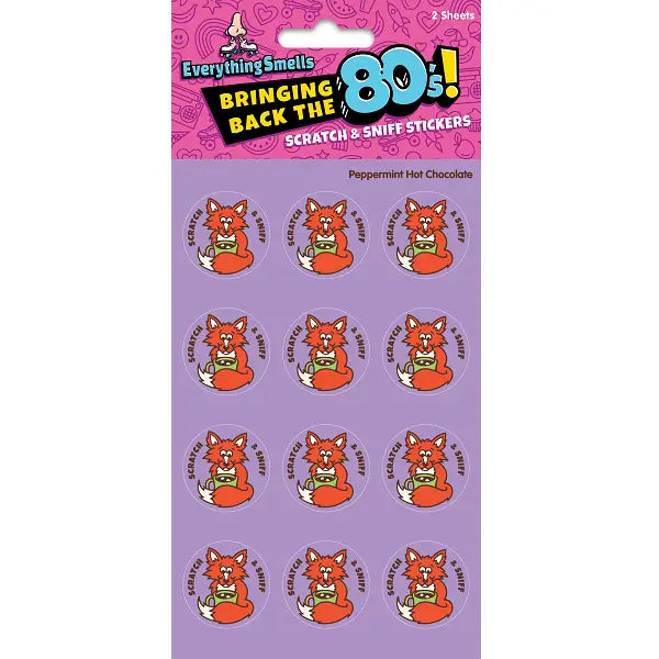 Everything Smells- Scratch & Sniff Sticker Sheets- Peppermint Hot Chocolate Fox
