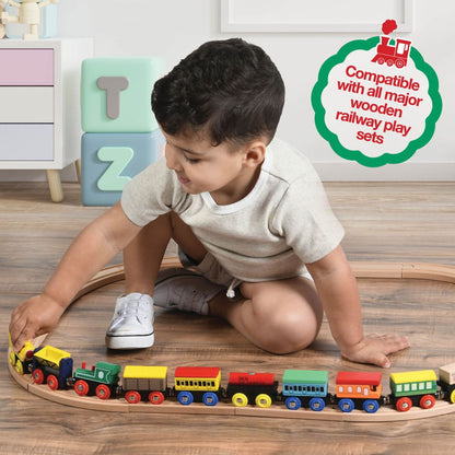 12 Piece Wooden Train Set + Storage Box