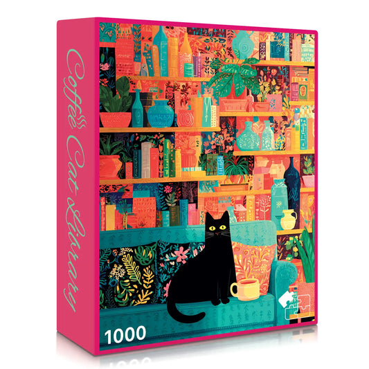 Final Piece No. 12 - Coffee Cat Library 1000pc Puzzle