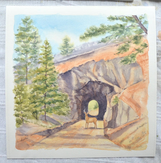 Ivywild Studio- 8"x8" Watercolor Print- Gold Camp Road