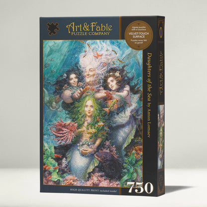 Art & Fable Puzzle Co- Daughters of the Sea; 750-pc Velvet-Touch Jigsaw Puzzle