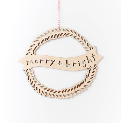 Light + Paper Merry + Bright Wooden Wreath