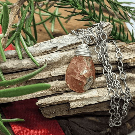 Sun Stone Wire Wrapped Necklace