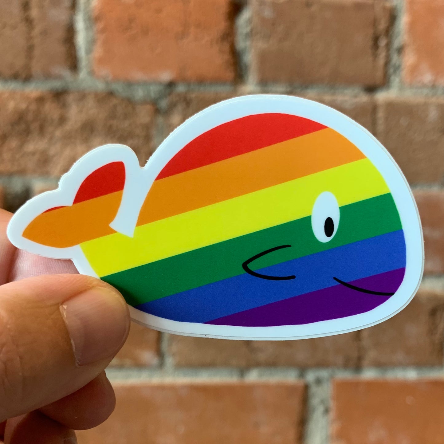 Crochet in the Mud- Rainbow Whale Sticker