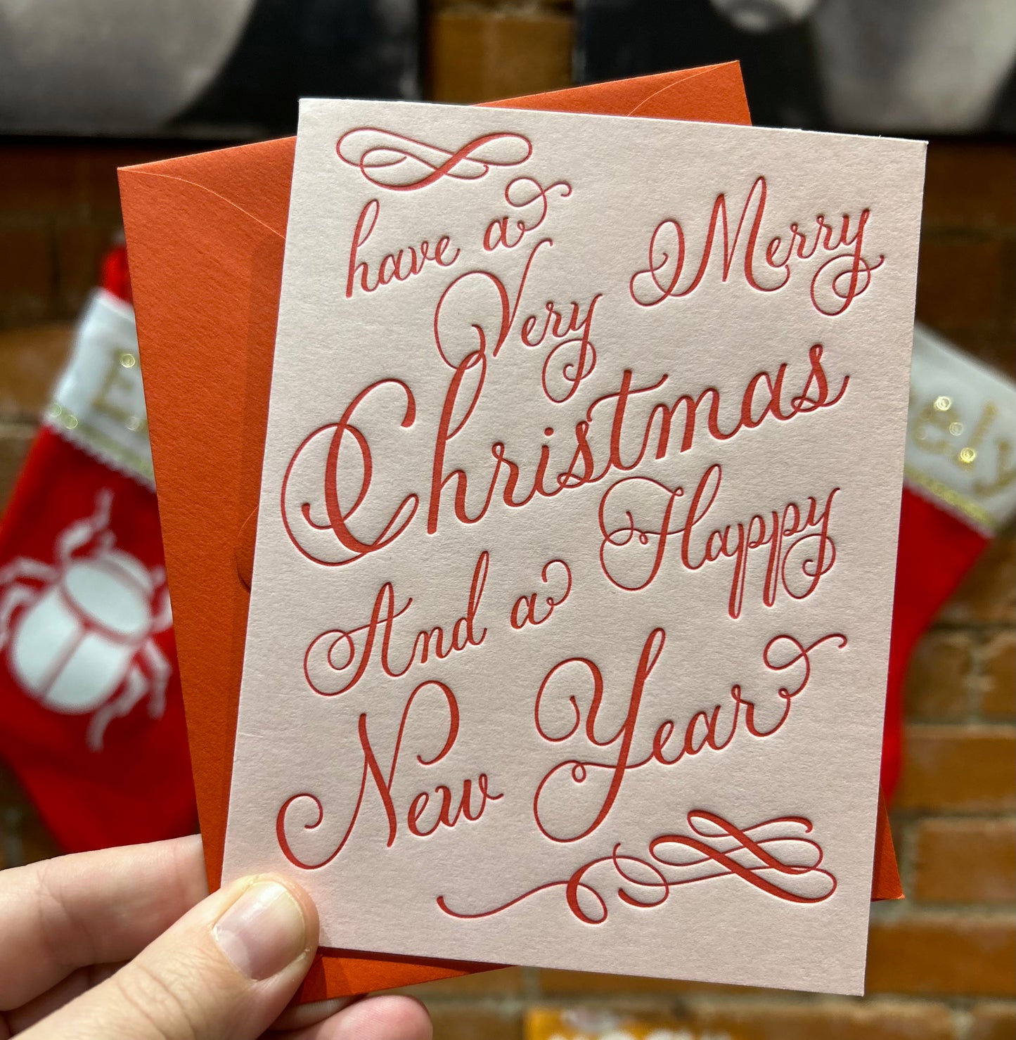 Color Box Design and Letterpress Merry Christmas, Happy New YearBlank Card