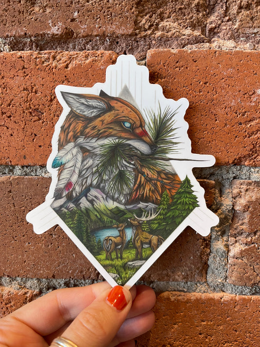 Native Fauna Art- Red Fox Mountain Sticker