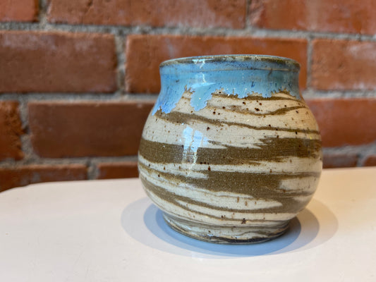 Spunky Sloth Ceramics- Tan and Blue Swirl Vases