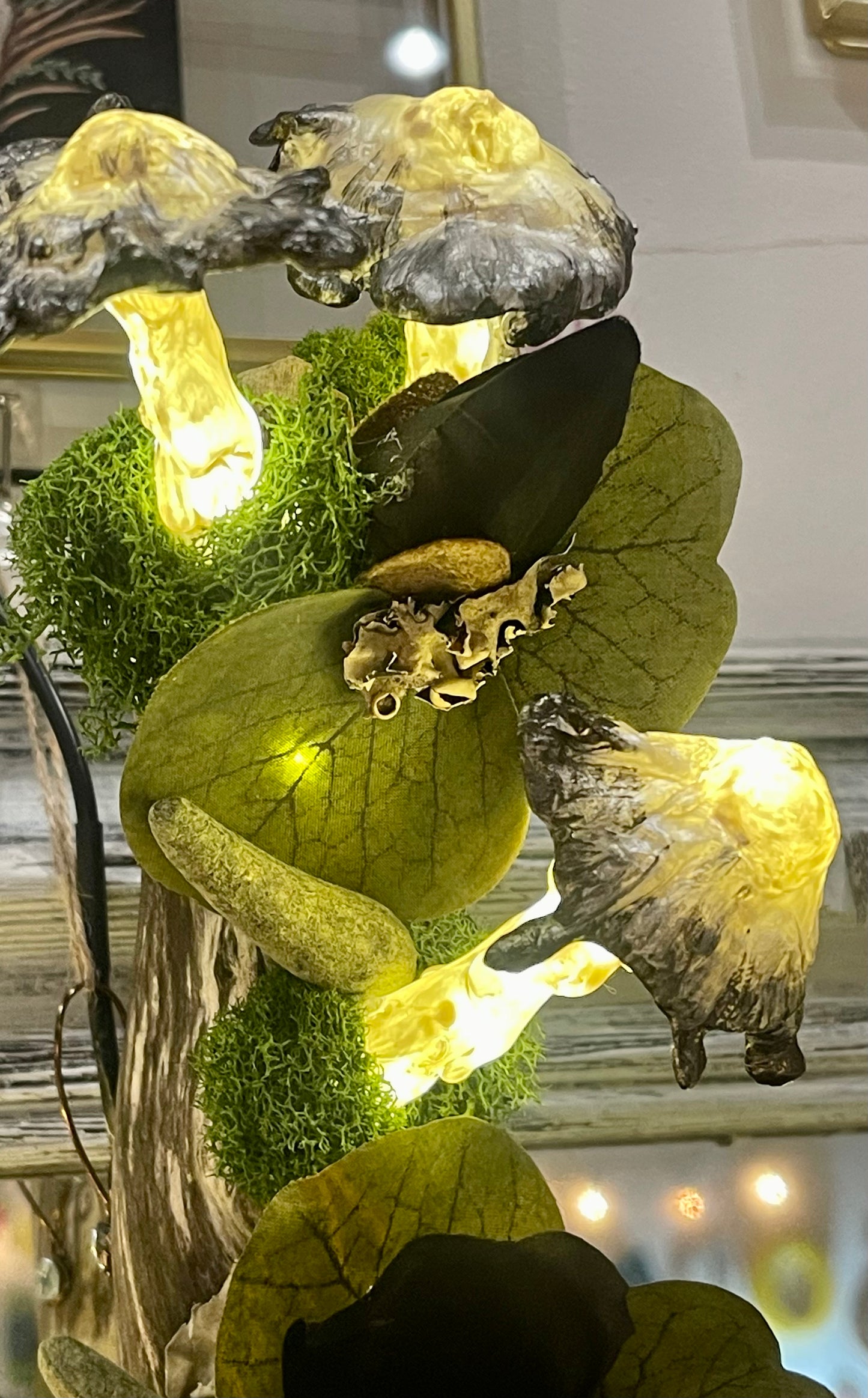Keely Krueger- Handcrafted Ink Cap Mushroom and Magnolia Light