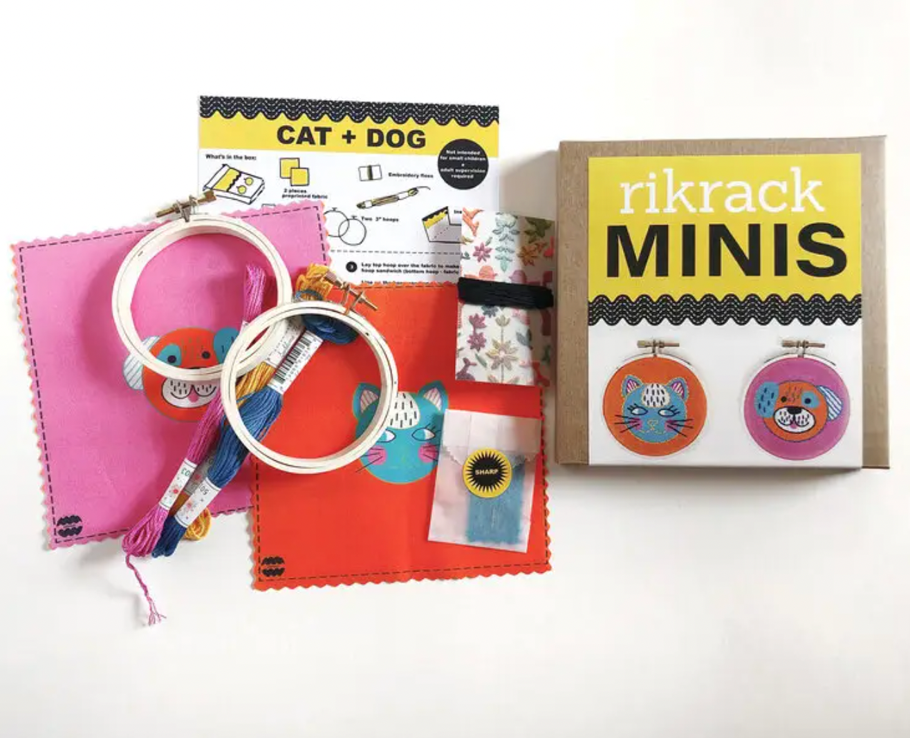 Rikrack- Cat + Dog Minis Embroidery Kit