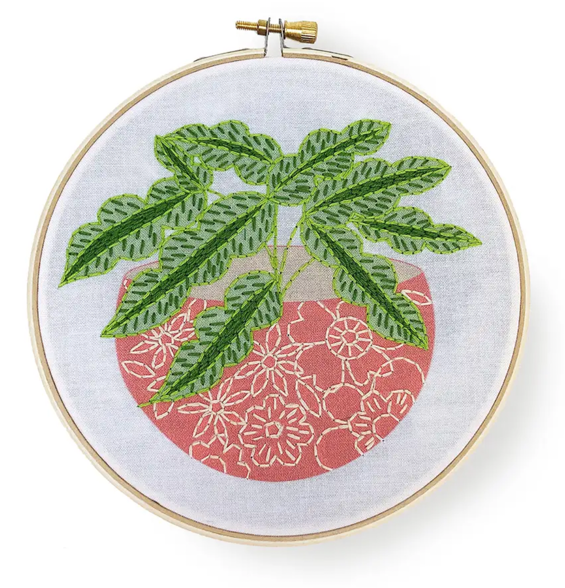 Rikrack- Pink Flower Pot Embroidery Kit