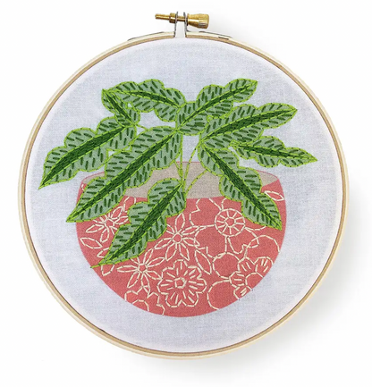 Rikrack- Pink Flower Pot Embroidery Kit