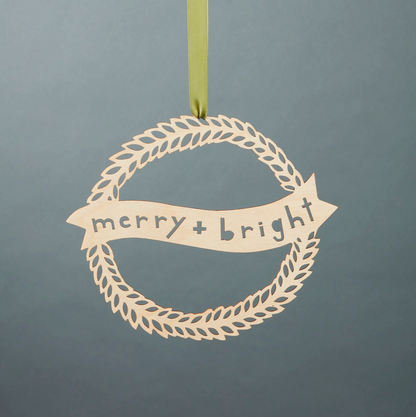 Light + Paper Merry + Bright Wooden Wreath