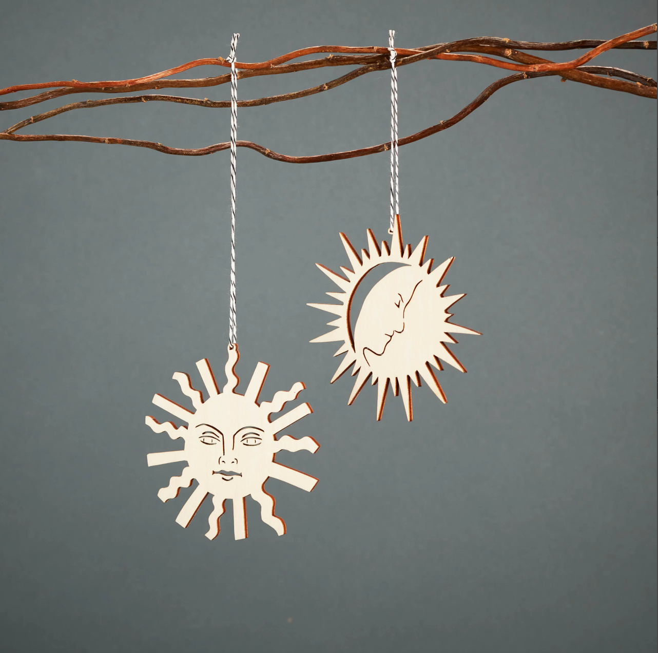Light + Paper Tarot Card Sun Moon Wooden Ornaments