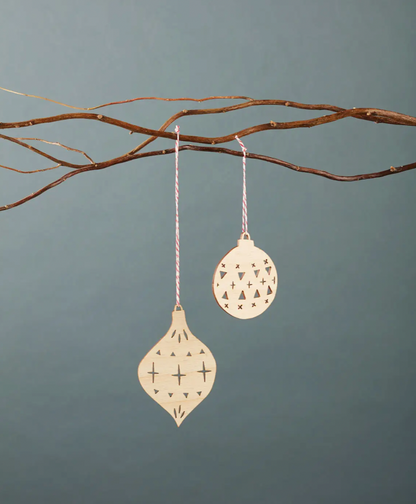 Light + Paper Traditional Bauble Wooden Ornaments