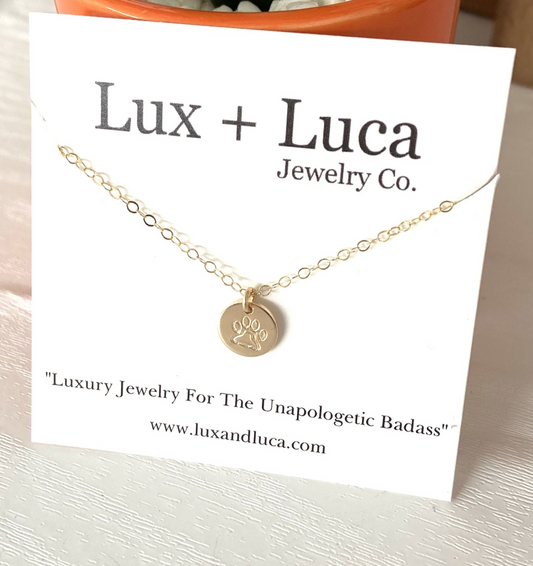Lux + Luca Jewelry Co. Dog Paw Charm Necklace